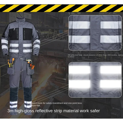 2026 New Work Clothes Men Construction Reflective Safety Coveralls Welding Suit Car Repair Workshop Mechanic Plus Size Clothes