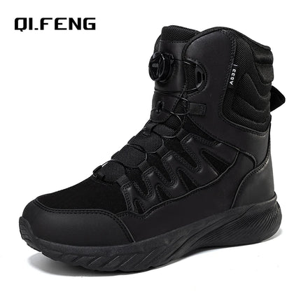 Large Outdoor Training Boots Men's Mountaineering Hiking Boots High Top Rotating Buckle Fashion Camouflage Sports Shoes-KarWorkwear