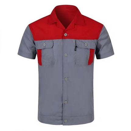 Men Women Short Sleeve Work Coat Workshop Shirts Motor Mechanic Uniform with Two-pocket T-shirts Man Workshop Overalls Top-KarWorkwear