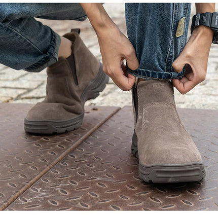 2023 Quality Leather Boots Men Safety Shoes Waterproof Work Boots Safety Steel Toe Shoes Men Puncture-Proof Indestructible Shoes-KarWorkwear