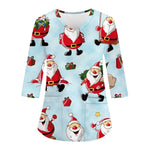Women Medical Uniforms Christmas 3D Printing Long Sleeve Tops Fashion Hospital Working Scrubs Medical Supplies Nurse Nursing Clo-KarWorkwear