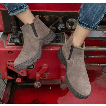 2023 Quality Leather Boots Men Safety Shoes Waterproof Work Boots Safety Steel Toe Shoes Men Puncture-Proof Indestructible Shoes-KarWorkwear