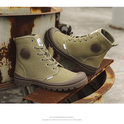 New Fashion High-top Mens Boots Outdoor Comfortable Mens Casual Boots Jungle Mountaineering Men Shoes Wide Bottom Platform Boots-KarWorkwear