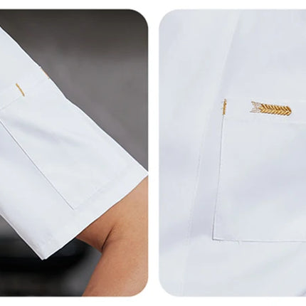 Cook Jacket Catering  Cooking White Shirt Restaurant Kitchen Chef T-shirt Baker Work Uniform Waiter Hotel Clothes Cafe Overalls-KarWorkwear