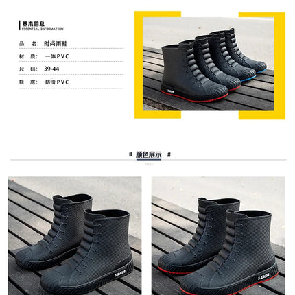Versatile Casual Short-barreled Waterproof Shoes Men Women Lined With Fleece Warmth Anti-slip Wear-resistant Outdoors Rain Boots