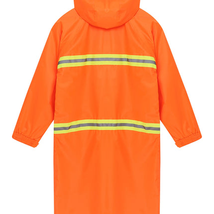 Adult Solid Color Raincoat Long Sleeve Hooded Reflective Stripe Jacket Traffic Office/Firefighter Work Uniform Emergency Poncho-KarWorkwear