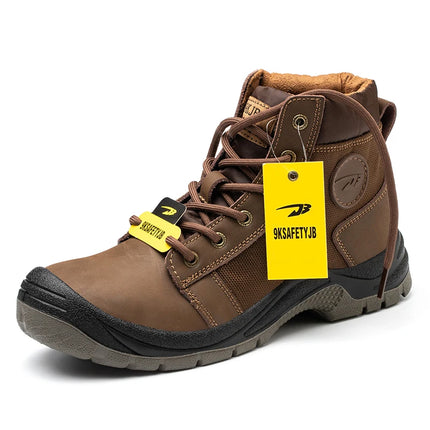 Safety shoes men's leather welding shoes anti-smashing, anti-puncture, non-slip sports Steel toe soft work boots for women-KarWorkwear