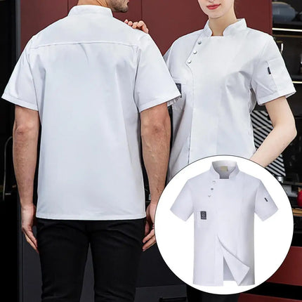 Chef Uniform Short Sleeves Soft Plus Size Bakery Restaurant Chef Uniform Work Clothes Chef Shirt Kitchen Work Attire-KarWorkwear