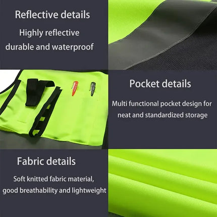 Durable Multi Pocket Workwear Vest With/Without Waistband Strip Protective Clothing Safety For Night Running Factory Unisex