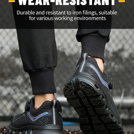 Fashion Rotating Button Men Work Safety Shoes Puncture-Proof Steel Toe Cap Sneakers Indestructible Protective Male Boots-KarWorkwear