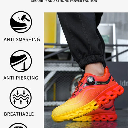 Fashion Rotating Button Men Work Safety Shoes Puncture-Proof Steel Toe Cap Sneakers Indestructible Protective Male Boots-KarWorkwear