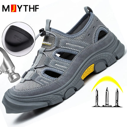 Safety Shoes Men Summer Breathable Work Sandals Men Anti-smash Anti-puncture Indestructible Shoes Work Sneakers Protective Shoes-KarWorkwear