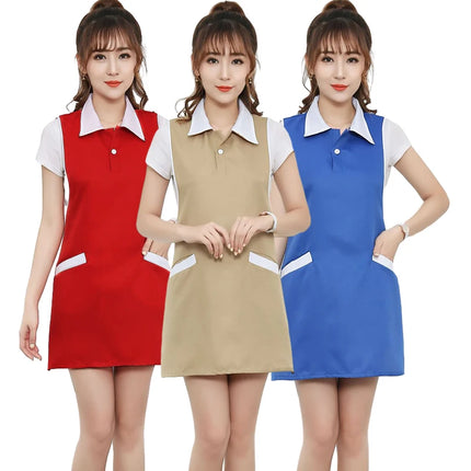 Women Salon Apron SPA Barber Shop Work Clothes Dress Hairdresser Beauty Salon Apron Manicure Shop Uniform Sleeveless Aprons-KarWorkwear