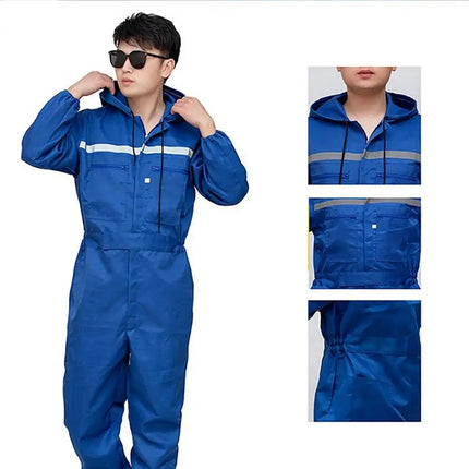 Men's Work Coveralls Safety Worker Clothing with Reflective Strips 5XL Uniforms Car Repair Overalls 100% Polyester-KarWorkwear