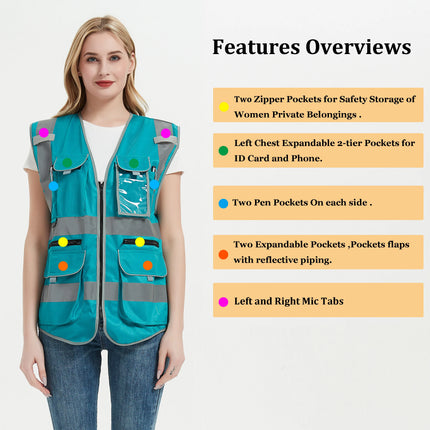 Work Vest for Women Work Clothes Hi Vis Workwear Vest with Pockets