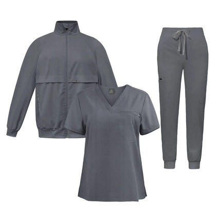 3-Piece Winter Thick Medical Set Warm Long Sleeve Scrub Suit & Surgical Gown for Nurses