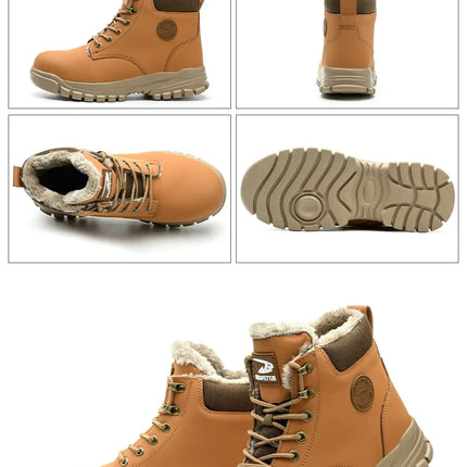 Latest 2024 Fashion Winter Warm Men's Work Safety Boots Waterproof Rugged Steel Toe Shoes Sneakers Safety Protection Coldproof