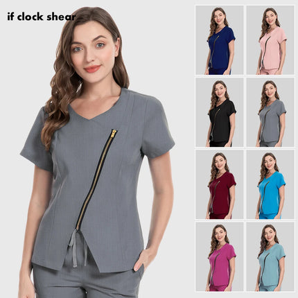Dental Hospital Medical Scrubs Tops Women V-Neck Surgical Nurse Uniforms Blouse Pet Veterinary Scrubs Workwear Wholesale Prices-KarWorkwear