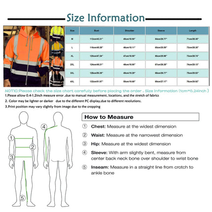 Men Reflective Stripe Hoodie Sweatshirt Long Sleeve Fitting Zipper Hooded Pullover Sanitation Workers Work Clothes Sweatshirt