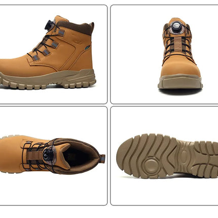 Waterproof Safety Boots Men Indestructible Steel Toe Work Boots Anti-smash Stab-resistant Safety Shoes Biker Botas Para Hombre
