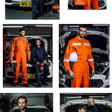 Work Coveralls Repairman with Reflective Strip Mechanic Auto Workshop Clothes Working Uniforms Plus Size 3XL