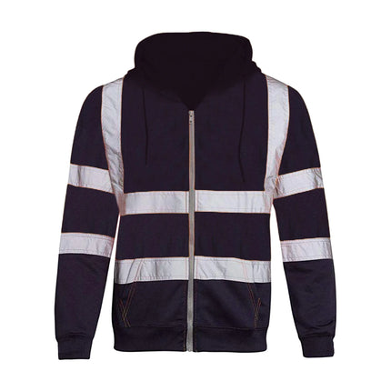 Reflective Hoodie Reflective Strip Men's Hoodie Coat with Drawstring Closure for Outdoor Work Safety Warm Cold-proof Overalls