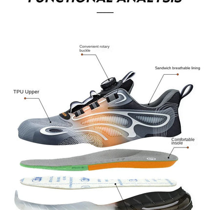 New Men's Safety Shoes with Rotating Buttons,working Sports Shoes, Protective Boots, Parker Steel Shoes,casual Ring Shoes-KarWorkwear