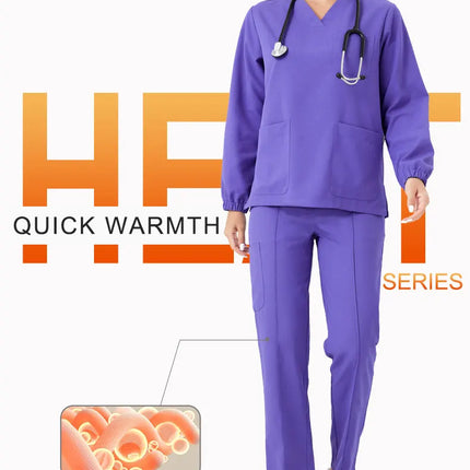 Unisex Medical Scrubs Set New Heat Preservation Thermostatic Fabric Nursing Robe Suit for Winter  Paramedic Coveralls Uniforms
