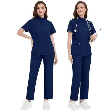 Hospital Doctor Nursing Uniform Women Wholesale Casual Short Sleeved V-neck Jogger Suits Nurse Pharmacy Working Medical Uniforms-KarWorkwear