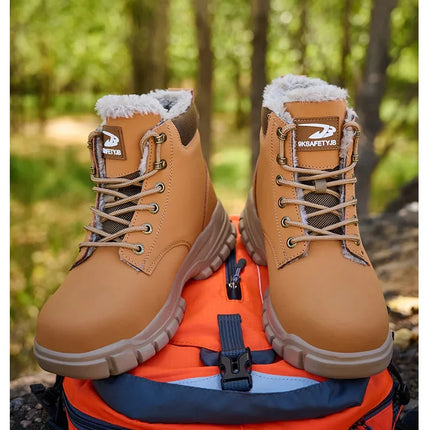 Latest 2024 Fashion Winter Warm Men's Work Safety Boots Waterproof Rugged Steel Toe Shoes Sneakers Safety Protection Coldproof