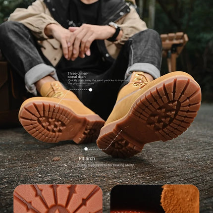 Boots Men High Top Boots High Quality Women Leather Shoes Fashion Outdoor Sneakers Men Lace Up Non-Slip Ankle Boots for Couple