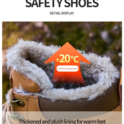 Latest 2024 Fashion Winter Warm Men's Work Safety Boots Waterproof Rugged Steel Toe Shoes Sneakers Safety Protection Coldproof