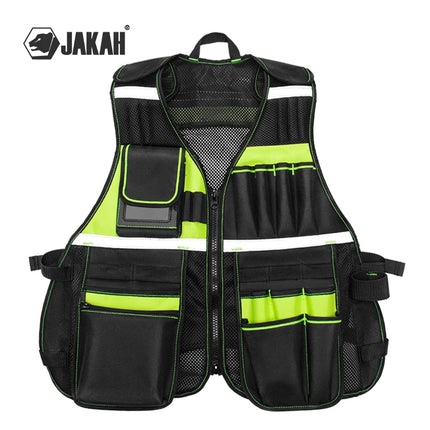 Workwear Allround Work Tool Vest Safety Vest with Multi-pockets and Zipper Heavy Duty Tool Vest for Electricians