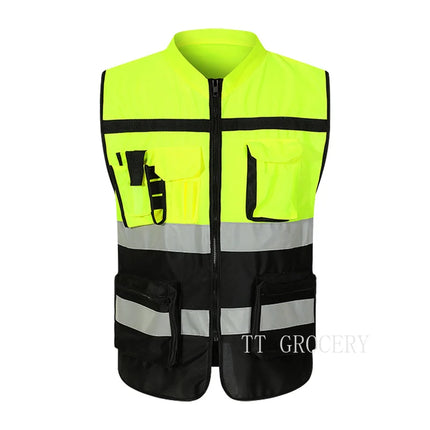 High Brightness Strip Safety protective clothing Breathable Workwear Multi Pocket Protective Clothing Safety For Night Running B