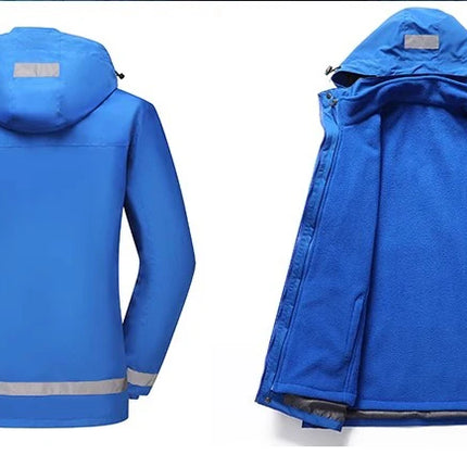 Reflective Jacket Waterproof and Warm with Dechable Fleece Linner 3 in 1 Hi Vis Windproof Workwear Jacket Men for Winter L-7XL