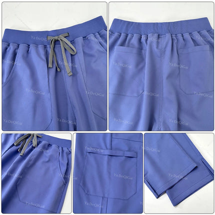 Medical Nurse Uniforms Summer Fashion Women Surgical Uniforms High-end Fabric Scrubs Clothes Nursing Workwear Elastic Tops Pants-KarWorkwear