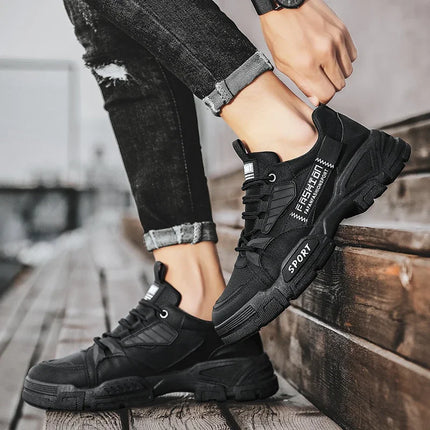 Men's Work Boots with PU Leather Are Versatile Trendy High-quality Comfortable and Feature A Retro Style with Round Toe