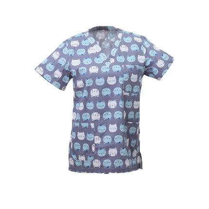 Pet Clinic Vet Work Uniforms Women Nurse Accessories Animal Printed Hospital Doctor Nursing T-Shirt Medical Scrubs Clothes Tops-KarWorkwear