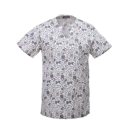 Pet Clinic Vet Work Uniforms Women Nurse Accessories Animal Printed Hospital Doctor Nursing T-Shirt Medical Scrubs Clothes Tops-KarWorkwear