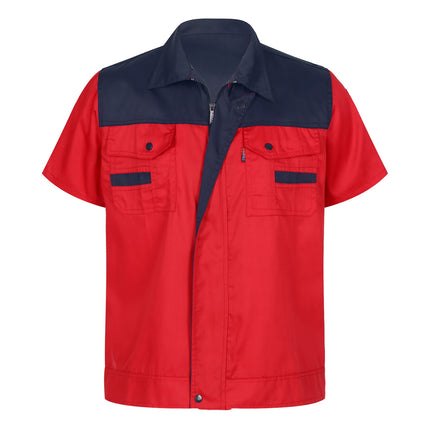 Men Women Short Sleeve Work Coat Workshop Shirts Motor Mechanic Uniform with Two-pocket T-shirts Man Workshop Overalls Top-KarWorkwear