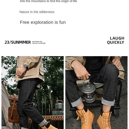 Boots Men High Top Boots High Quality Women Leather Shoes Fashion Outdoor Sneakers Men Lace Up Non-Slip Ankle Boots for Couple