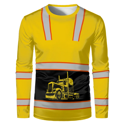 Construction worker workwear, classic loose round-neck T-shirt, long-sleeved shirt, comfortable breathable workwear