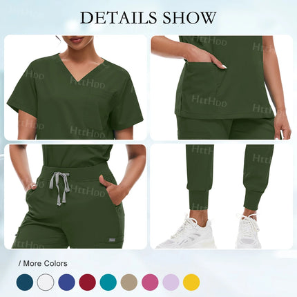 Scrub Sets Uniform Women Joggers Hospital Accessories Medical Surgical Gown Pharmacy Healthcare Work Wear Unisex Mens Scrub Soft-KarWorkwear