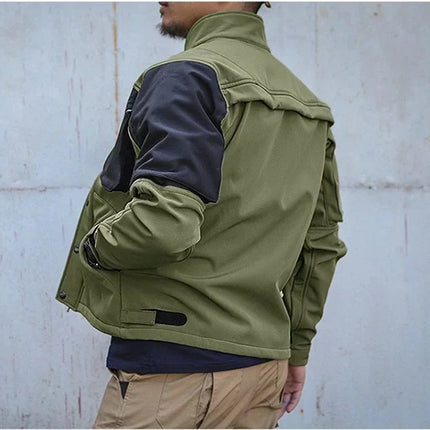 Tactical Shark Men's Soft Shell Jacket Fleece Lined Waterproof Warm Outdoor Combat Coat with Multiple Pockets Windbreaker