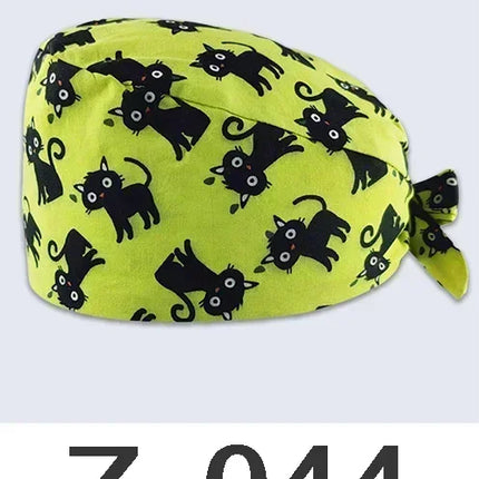 Cartoon Doctor Operating Room Pattern Printed Nursing Head Cap Lab Scrub Pet Hospital Surgical Hat Unisex Dentist Scrub Cap 2023