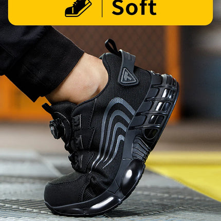 Rotary button new safety shoes for men, anti-impact and anti-piercing work shoes, fashionable men's sports shoes, and safety pro