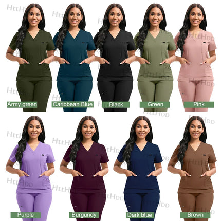 Women's Medical Joggers Suit Grooming Work Clothes Veterinary Dental Scrub Work Uniforms Fashion New Nurses Workwear Mens Scrubs-KarWorkwear