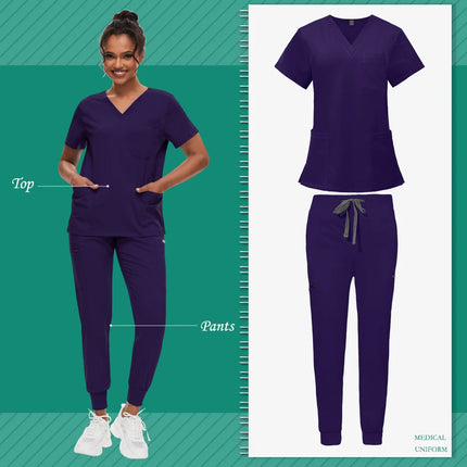 Scrub Sets Uniform Women Joggers Hospital Accessories Medical Surgical Gown Pharmacy Healthcare Work Wear Unisex Mens Scrub Soft-KarWorkwear