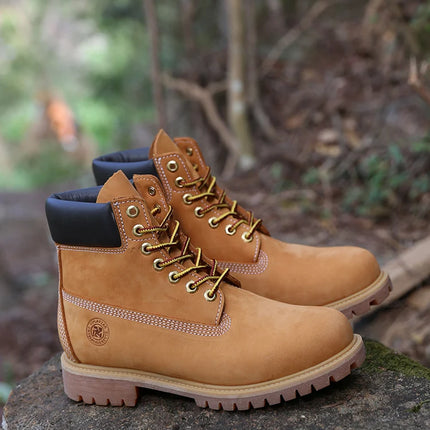 New Work Boots Men's Original Comfy Shoes Outdoor Hiking Leather Casual Shoes For Men Basic Boots Waterproof Yellow Boots