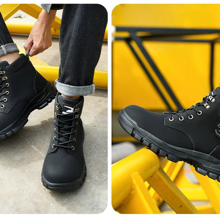 Men Protective Boots Steel Toe Shoes Anti-smash Anti-puncture Work Boots Safety Shoes Indestructible Winter Boots Waterproof-KarWorkwear